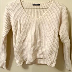 BRANDY MELVILLE Cream V-Neck Sweater
